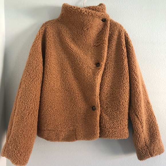 SOLD✨FREE PEOPLE Izzy Wrap Teddy Sand Chestnut Jacket - Picture 7 of 11